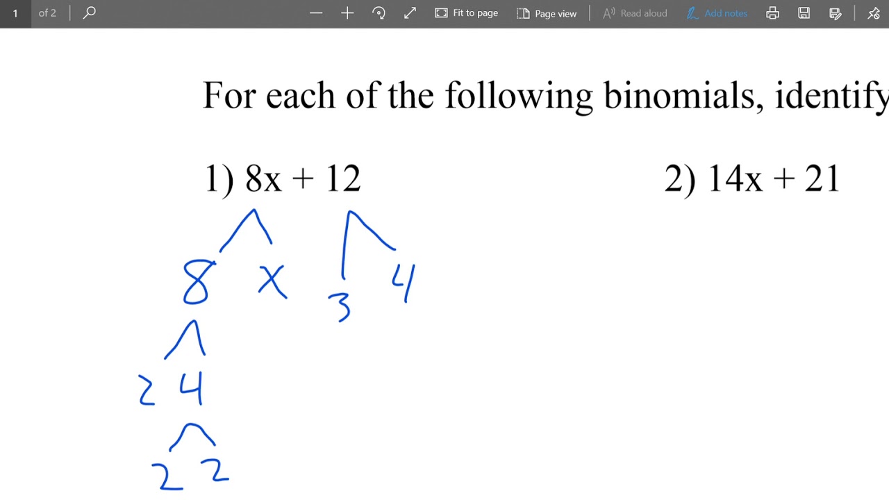 Factoring Binomials 1A - #1 - YouTube