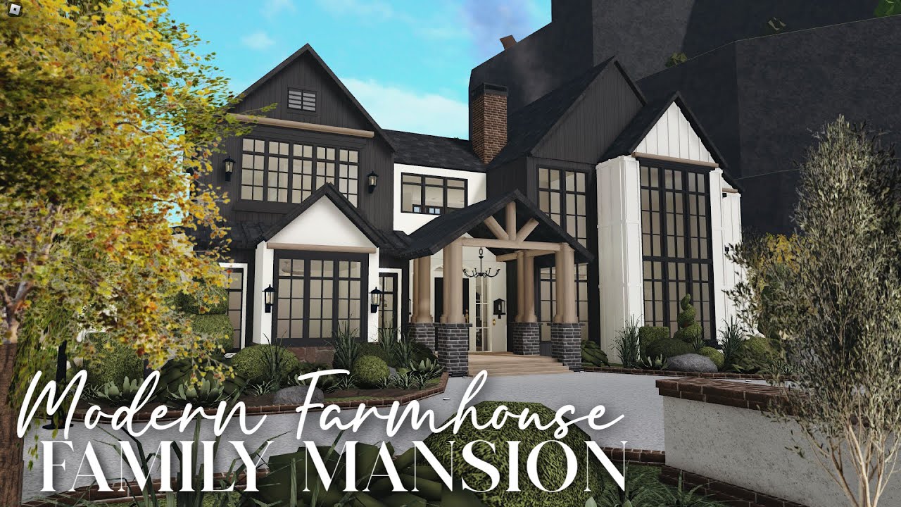 Bloxburg Modern Farmhouse Family Mansion Speedbuild Exterior Only