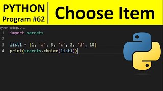 Python Program #62 - Randomly Select an Element From the List in Python