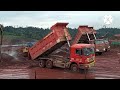 ngedump sampai standing proses bongkar muatan dump truck howo huayue hy