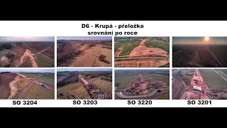 D6 - Krupá  - přeložka - srovnání po roce - Březen 2022 - Březen 2023