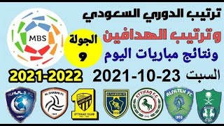ترتيب الدوري السعودي وترتيب الهدافين ونتائج مباريات اليوم السبت 23-10-2021 من الجولة 9