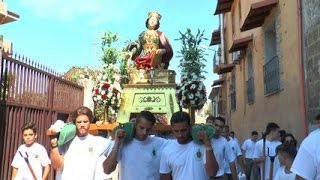 Carinaro (CE) - Festa di Sant'Eufemia, l'uscita dalla chiesa della Santa Patrona (04.09.16)