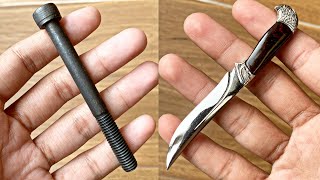 making mini knife pendant out of bolt - handmade small knife pendant