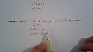 MCR3U 1.5a Converting Standard into Vertex Form