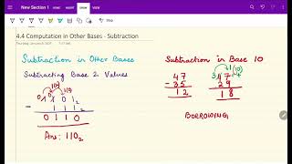 4.4 Computation in Other Bases - Subtraction