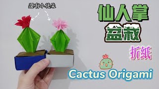 【兔子愛手作】可愛又精致！仙人掌盆栽DIY摺紙！還有小花花！ | DIY Potted Cactus \u0026 Flower Origami