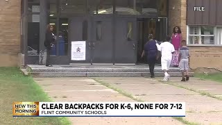 Clear backpacks for K-6 students at Flint Community Schools