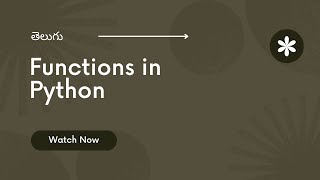 Functions in Python | Telugu| Python Beginner Course | Part-9