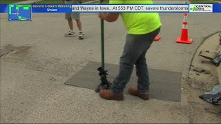 Showing off new pothole patching system