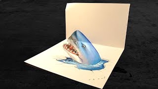 Drawing Blue Shark - 3D Trick Art on Paper - VamosART