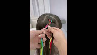 Colored rope braiding tutorial 7#Children’s hair braiding #braids