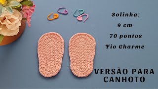 (PARA CANHOTO) SOLINHA DE CROCHÊ PARA BEBÊ PASSO A PASSO - TAMANHO 9 CM  E 70 PONTOS