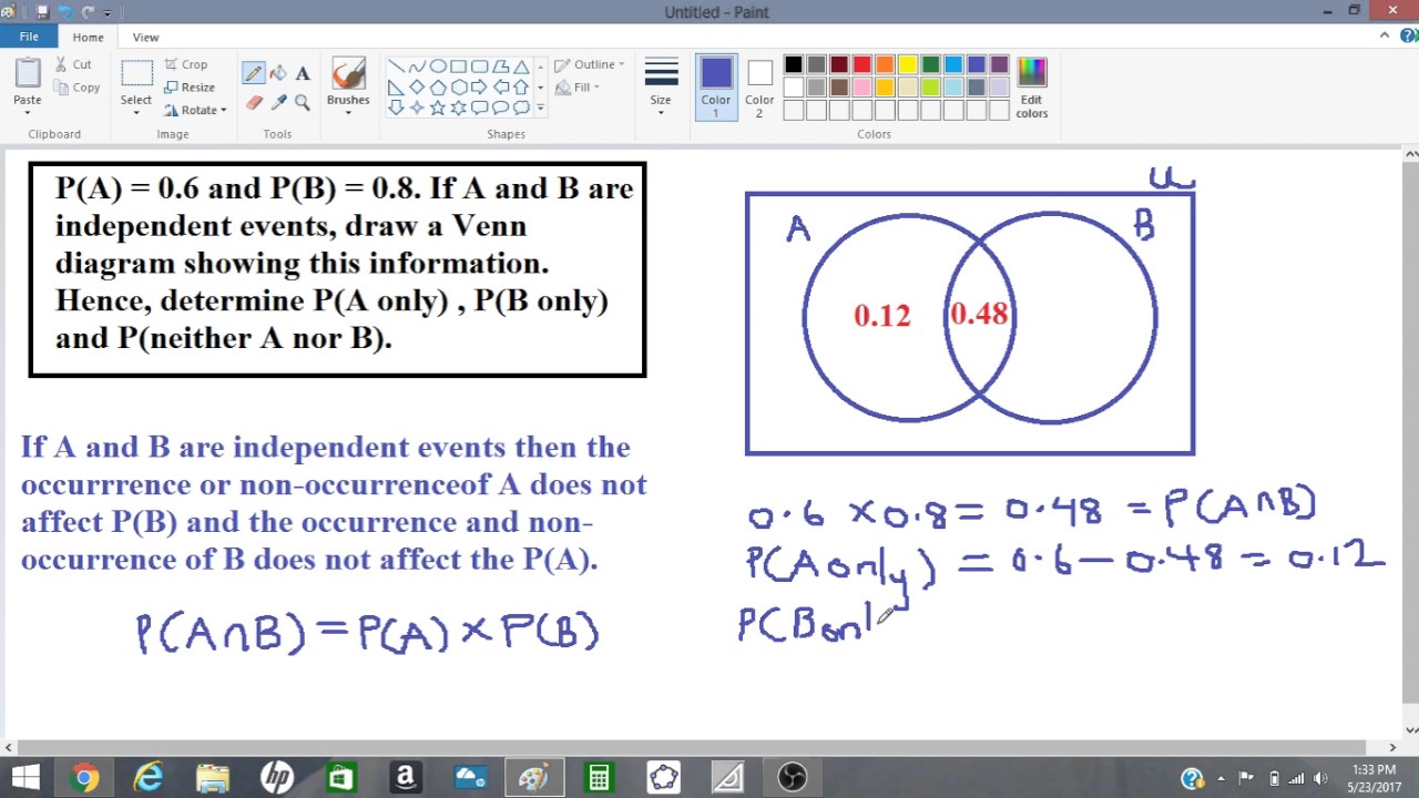 Probability, Independent Events And Venn Diagrams - YouTube