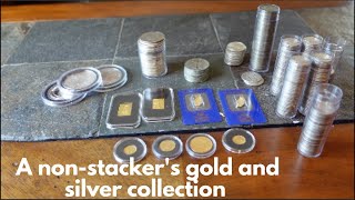 A non-stacker's small gold and silver collection.