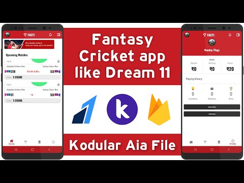 Cree su propia aplicación como el archivo aia de la aplicación Dream 11 Fantasy Cricket para Kodular