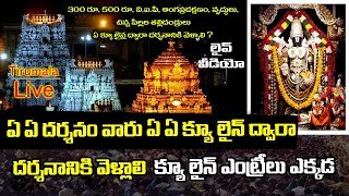 Tirumala darshan que line entries Live || All Darshan q line  entrance points in tirumala || TTD