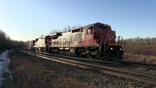 CN Train Spotting HD: Paired Dash 8's! | CN 2105 \u0026 2023 Leads CN M304 At Carvel AB 5/5 3/18/16