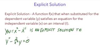 Differential Equations: Explicit Solution