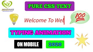 Text Typing Animation Effect Using HTML and CSS -Pure CSS Typing Effect -No Javascript.