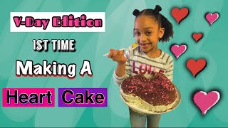 Making a Valentines Heart Cake/First time Vlogging by myself