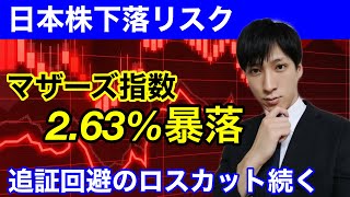 【日本株下落リスク】マザーズ銘柄大暴落。信用期日到来。追証回避のロスカットが止まらない。日経平均の暴落もいつ止まるのか？