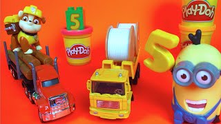 PLAY DOH Tonka Truck LEARN # 5 - Big Rig Flatbed Logger Motor Max Cable Mighty Machine STOP MOTION