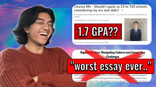 Reacting to CRAZY Subscriber College Apps (Ep 1)