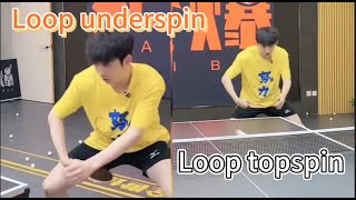 WTH!!!!!The hand action and racket angle for backhand looping under and top spin are also identical!