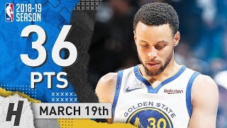Stephen Curry Full Highlights Warriors vs Timberwolves 2019.03.19 - 36 Points, 8 Threes!