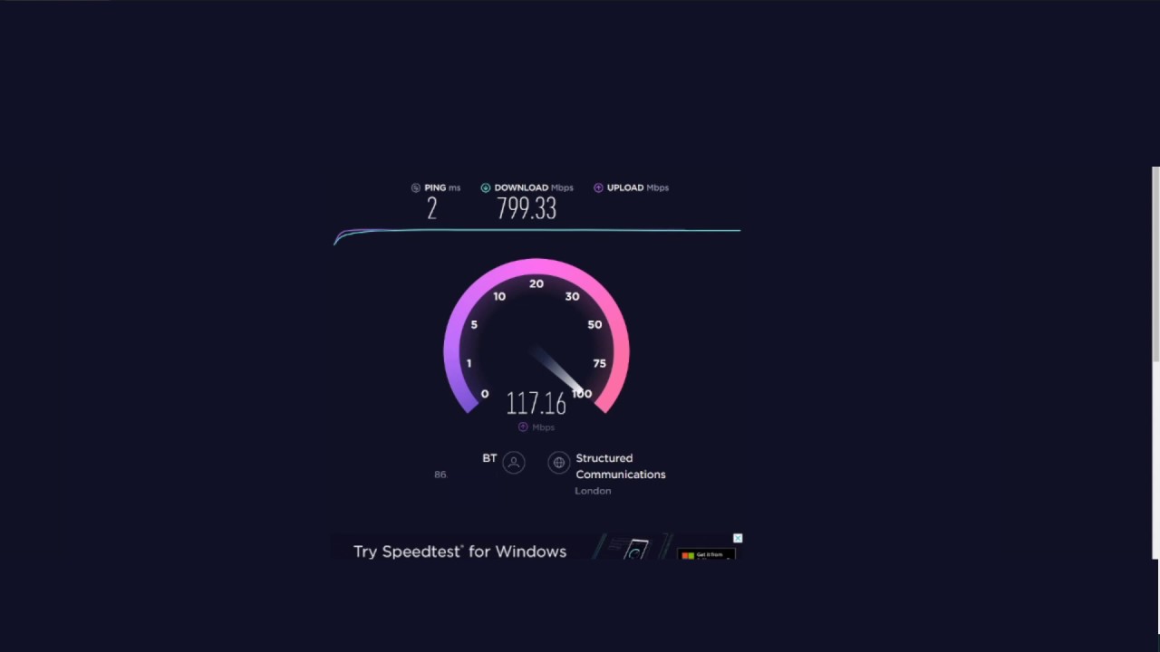 BT Broadband - Internet Speed Test BT Halo 2 Full Fibre - YouTube