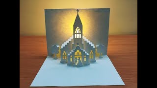 3d church | Pop up card | origami | paper art | kirigami | 3d教堂