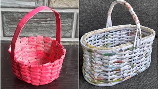 How to make Newspaper Basket | 2 DIY Basket out of Paper | Unique Patterned Fruit Baskets |