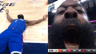 James Harden does snow angels on court after hitting 4 straight threes vs Pacers