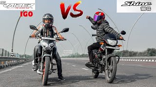 2025 TVS RIDER IGO …VS…2024 HONDA SHINE 100 !!! DRAG RACE 🚀🔥YE KYA KAR DIYA SHINE 100 NE 😱