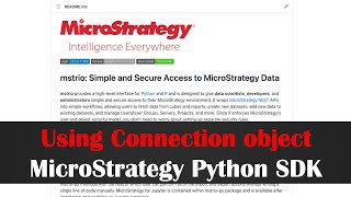 Using Connection Object in MicroStrategy Python SDK (mstrio-py) | MicroStrategy Python Tutorial