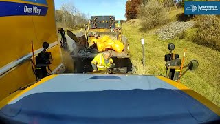 Highway worker narrowly escapes speeding truck on New York interstate