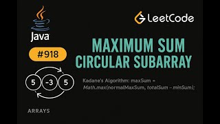 LeetCode 918: Maximum Sum Circular Subarray | Java Solution | Kadane's Algorithm