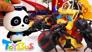 Bad Spider Attacks Poli Car | Super Panda Rescue Team | Car Toys | Kids Toy | ToyBus