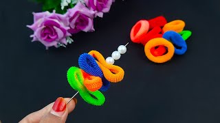 Amazing Flower Craft Idea with Hair Rubber Bands | Hand Embroidery Amazing Design