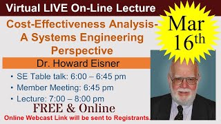 2022-03-16: Cost-Effectiveness Analysis: A Systems Engineering Perspective (Eisner)