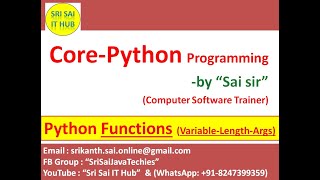 Python Functions with Variable Length Arguments | Python Functions Types of Arguments | Python |#133