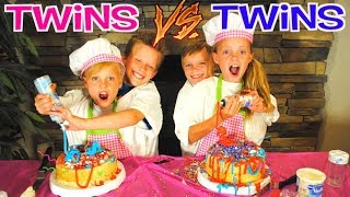 NOT MY ARMS BIRTHDAY CAKE CHALLENGE!  Ninja Kidz TV Twins VS Kids Fun TV Twins Team Up!