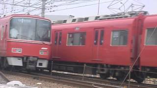 名鉄3500系3507F普通東岡崎行き発車3500系3522F+3100系3121F急行豊川稲荷行到着 国府にて