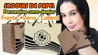 Como fazer sacola de papel personalizada na frente, verso e lateral | molde grátis #93