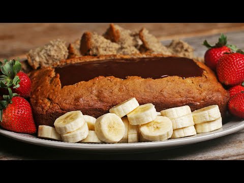 Chocolate fondue banana bread boat recipe from Tasty