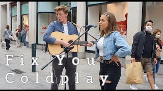 How UNIQUE is this guys VOICE | Fix You - Coldplay | Allie Sherlock & Dylan Harcourt