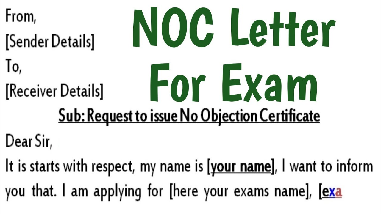 NOC Letter For Exam - No Objection Certificate Application - YouTube