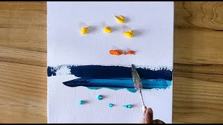 Easy Acrylic Painting Technique / Step By Step / Abstract Landscape Painting For Beginners