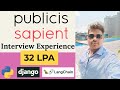 Interview experience Software Engineer Publicis Sapient | Python Django | 4 Years Experience